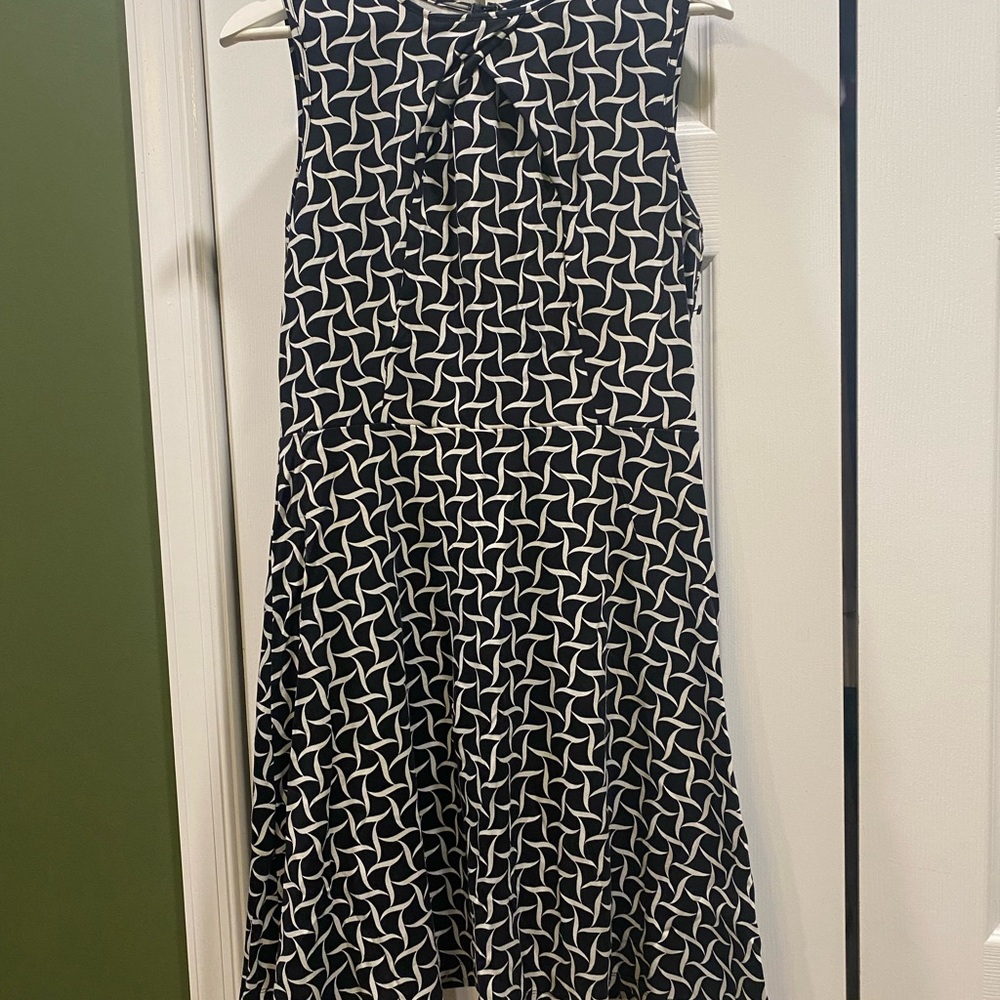 New York & Company Black and Cream Patterned Dress